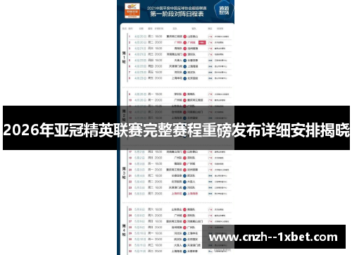 2026年亚冠精英联赛完整赛程重磅发布详细安排揭晓
